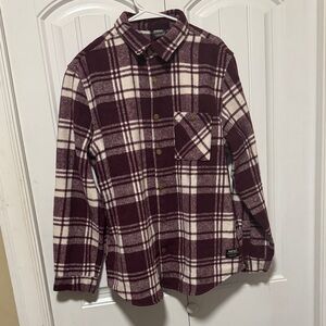 Wesc Burgundy and Cream Plaid Shirt Jacket